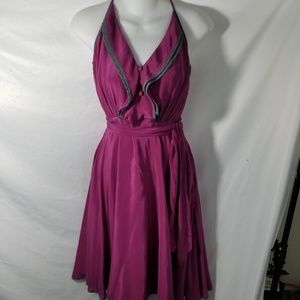 Anthro Girls Of Savoy Magenta Silk Dress